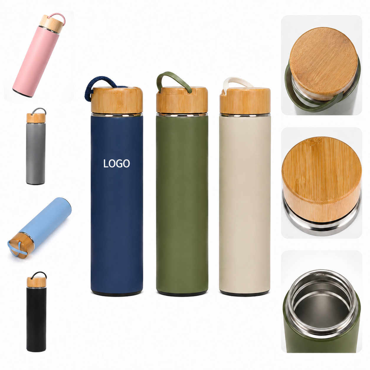 16 oz. Double-Wall Insulated Bottle with Natural Bamboo Lid and Infuser