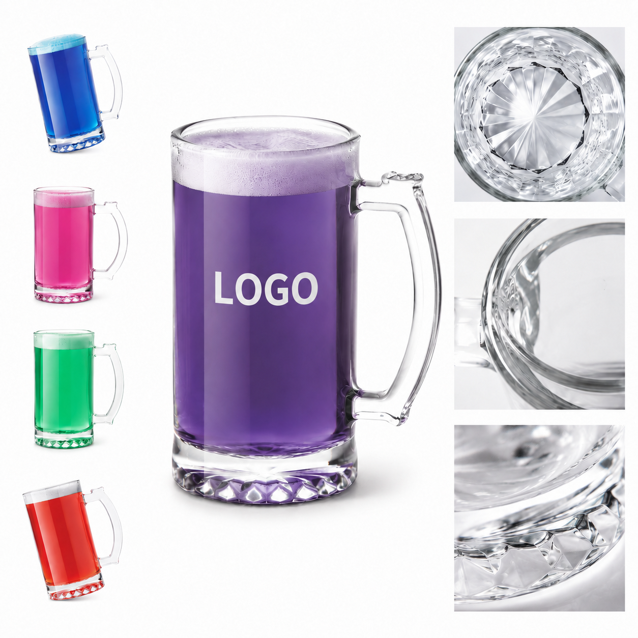 Classic 16 oz. Faceted Base Glass Beer Stein