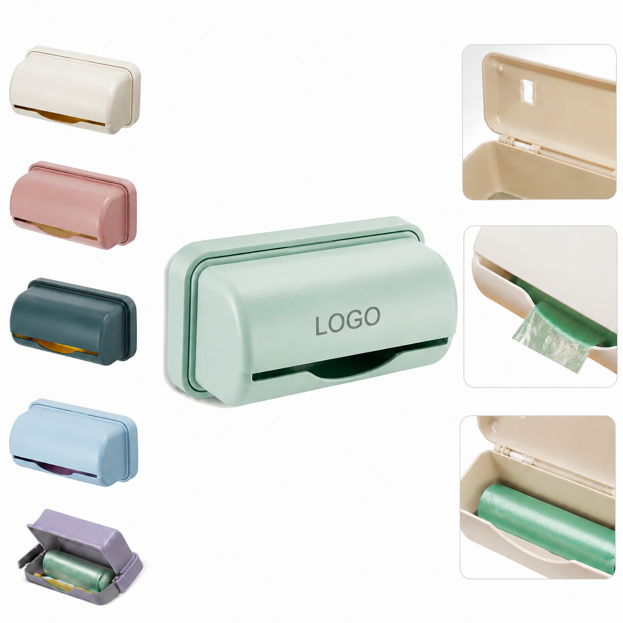 Adhesive Wall-Mounted Refuse Bag Dispenser and Organizer