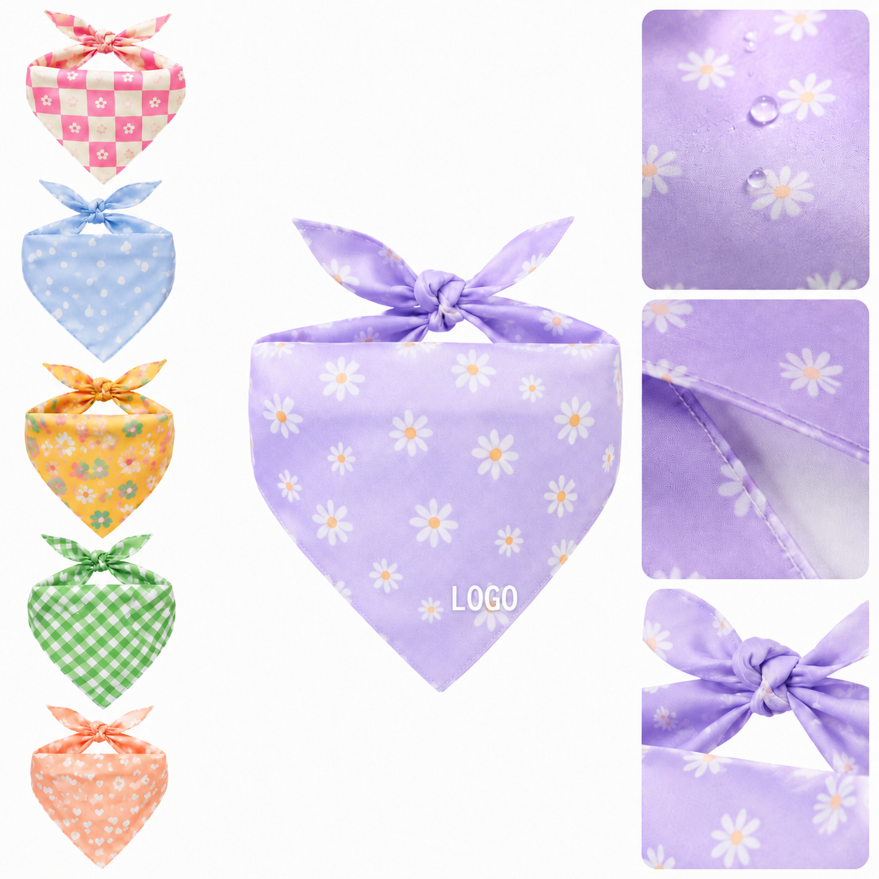 Multi-Patterned Pastel Pet Bandana Collection