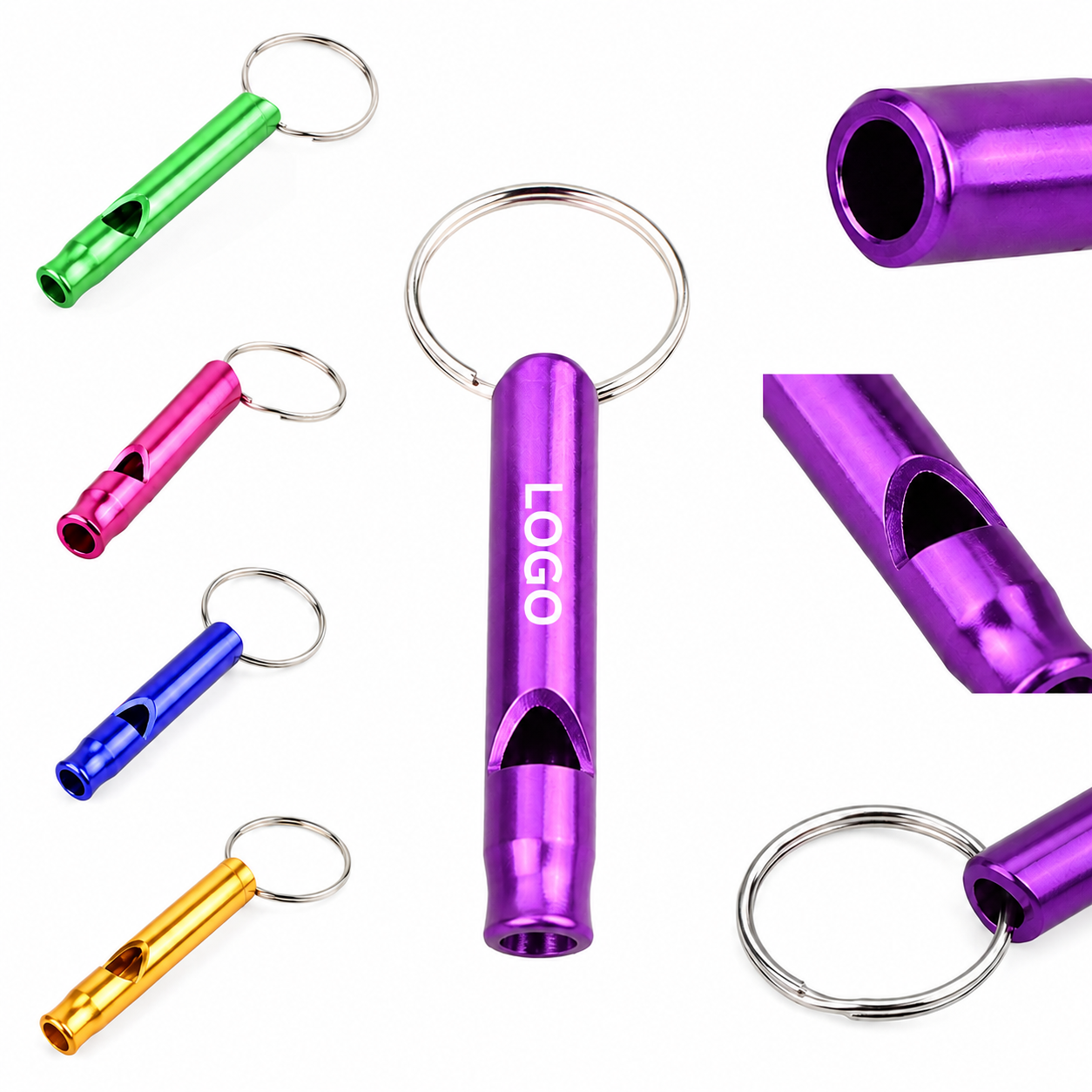 Anodized Aluminum Emergency Safety Whistle Keychain