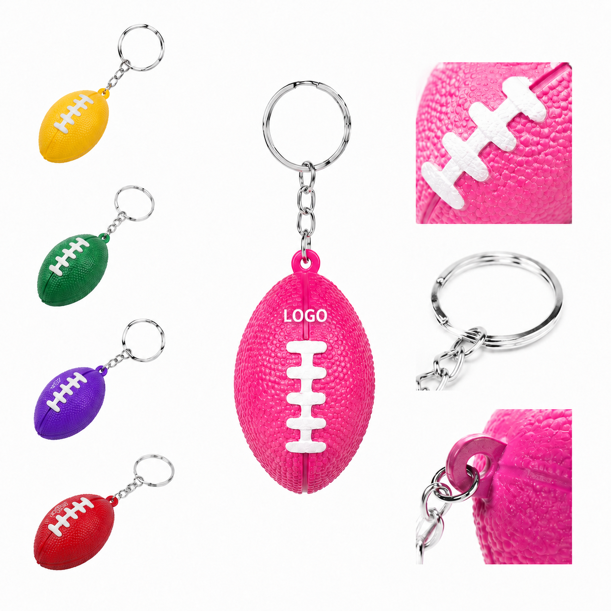 Miniature Sport-Themed Foam Squeeze Ball Keychain with Textured Grip