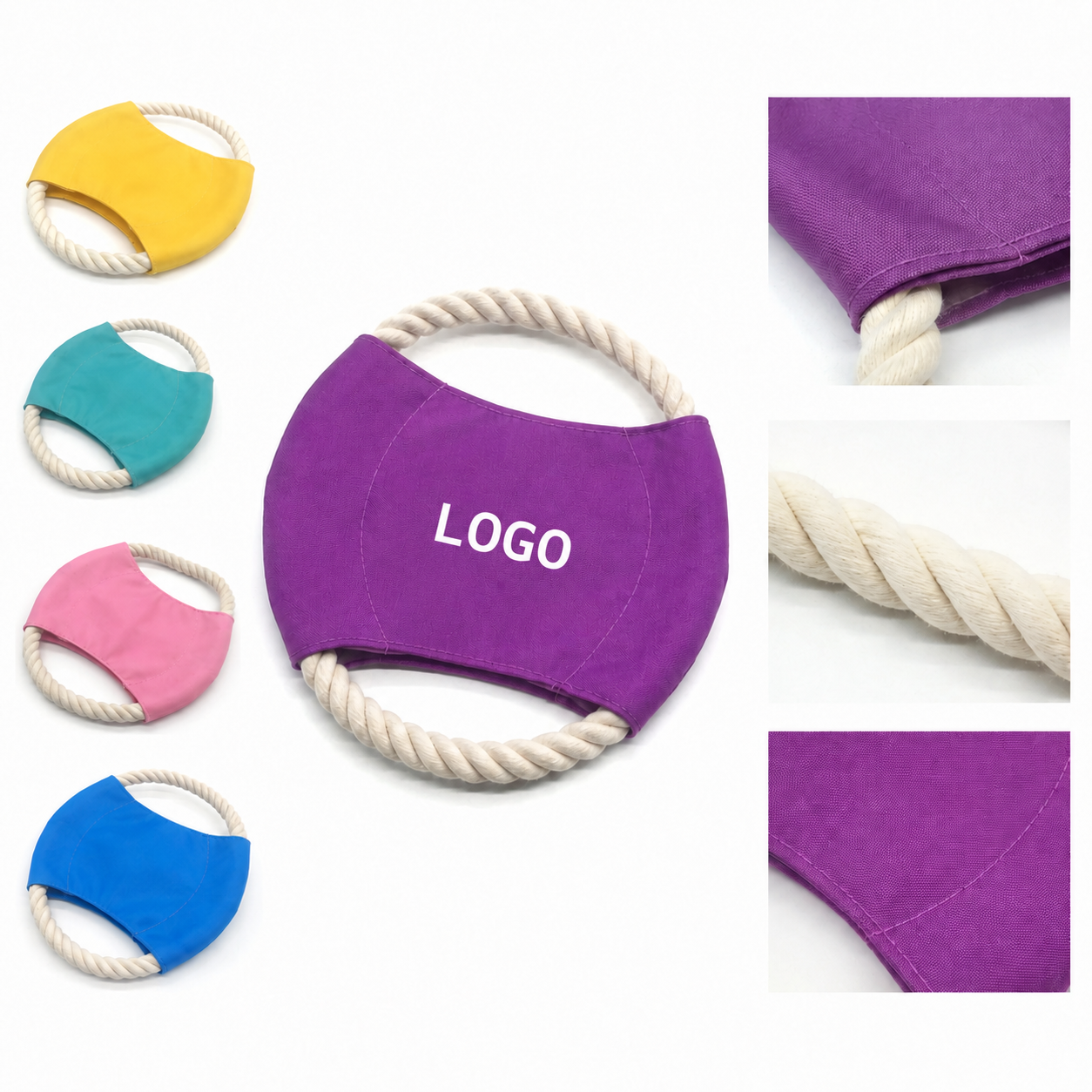 Interactive Canvas and Cotton Rope Pet Flying Disc