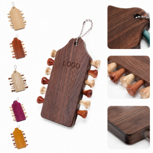 Professional Hardwood Golf Tee Organizer Set with 12 Matching Tees