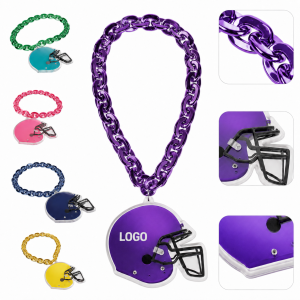 Oversized Sport Helmet Fan Medallion with Chunky Chain
