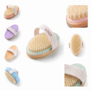 Natural Wood Spa Brush with Woven Grip Strap