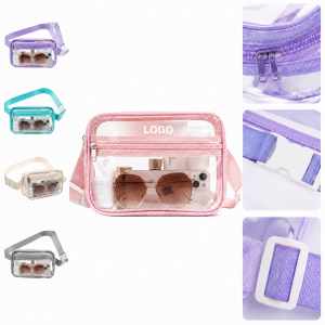 Transparent Dual-Compartment Security Waist Bag with Adjustable Strap