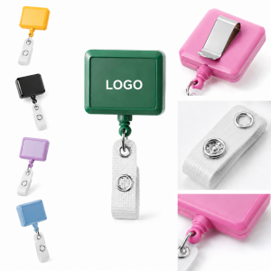 Rectangular Retractable Badge Reel with Metal Belt Clip